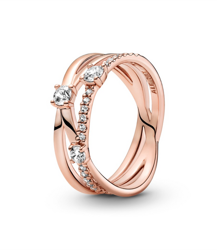 Pandora Timeless Sparkling Triple Band Ring Size 7