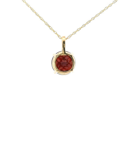 14K Yellow Gold Diamond And Round Garnet Pendant Necklace