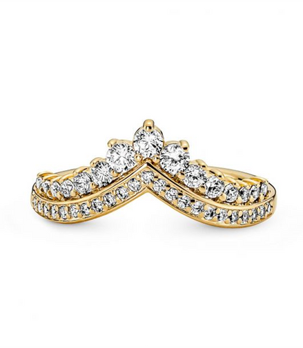 Pandora Timeless Gold Plated Wish Tiara Ring Size 8.5