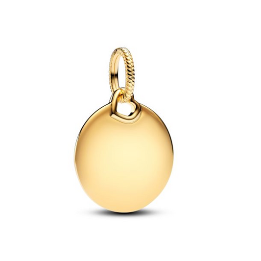 Pandora Moments Engravable Round Tag Gold-Plated Dangle Charm