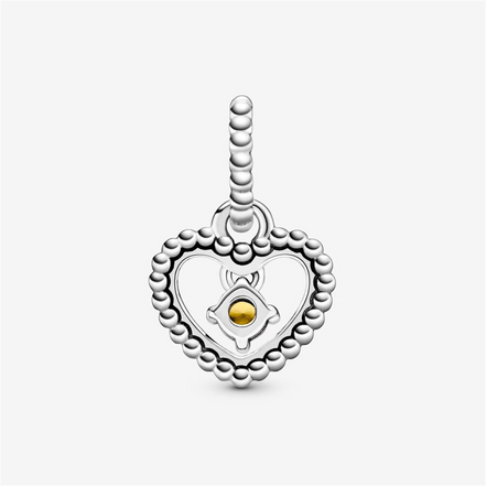 Pandora Moments November Honey Beaded Heart Dangle Charm