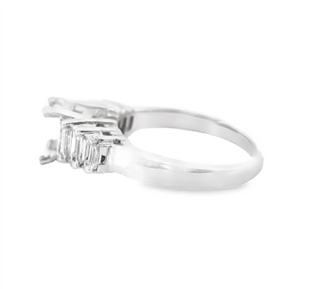 14K White Gold And 0.62 CTW Baguette Diamond Semi-Mount Engagement  Ring