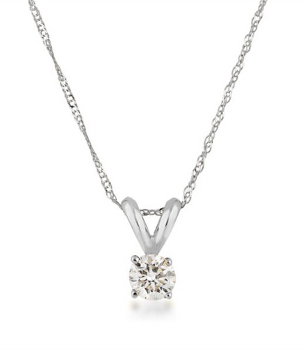 14K White Gold And 0.50 CTW Diamond Solitaire Pendant