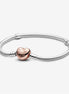 Pandora Monments Rose Heart Clasp Snake Chain Bracelet Size 23