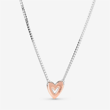 Pandora Moments Sparkling Freehand Heart Necklace