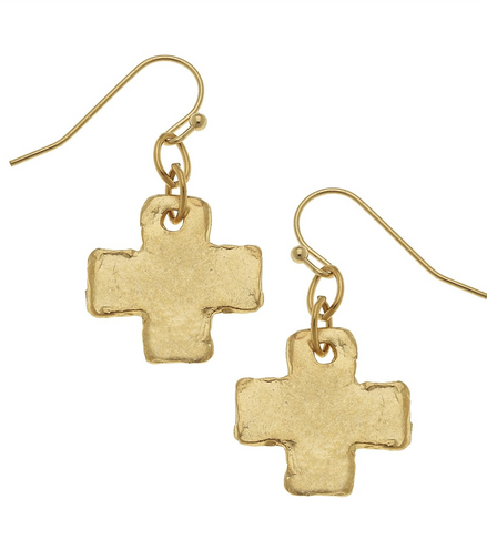Susan Shaw Mini Square Cross Earrings