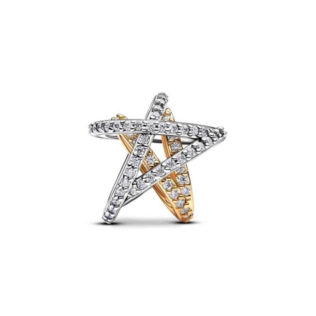 Pandora Moments Two-Tone Sparkling Crossover Star Charm