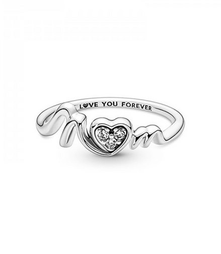 Pandora Moments Mom Pavé Heart Ring Size 5
