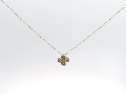 14K Yellow Gold And 0.48 CTW Diamond Fashion Flower Pendant Necklace