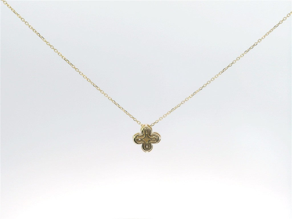 14K Yellow Gold And 0.48 CTW Diamond Fashion Flower Pendant Necklace