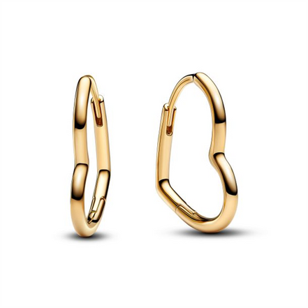 Pandora Moments Asymmetrical Heart Gold-Plated Hoop Earrings