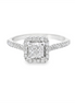 14K White Gold 0.78 CTW Diamond Princess Cut With Halo Engagement Ring