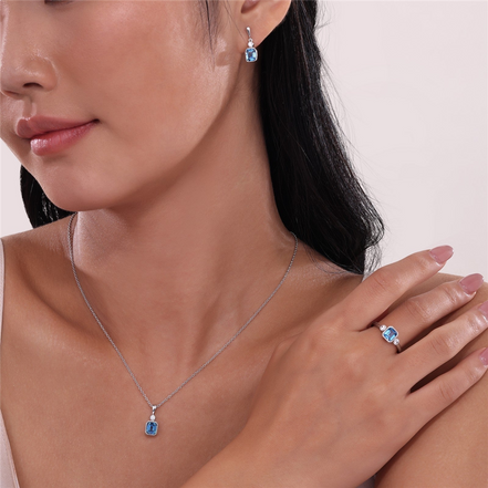 Lafonn Sterling Silver Simulated DIamond And Blue Topaz December Birthstone Dangle Earring