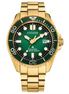 Citizen's Promaster Dive Gold Plated Stainless Steel Bracelet Watch With Green Dial