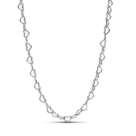 Pandora Moments Silver Linked Hearts Collier Necklace 45 cm