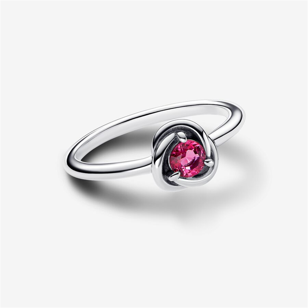 Pandora Moments October Pink Eternity Circle Ring Size 7.5
