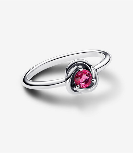 Pandora Moments October Pink Eternity Circle Ring Size 6