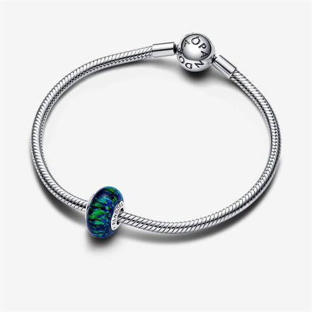 Pandora Moments Opalescent Green Blue Murano Charm