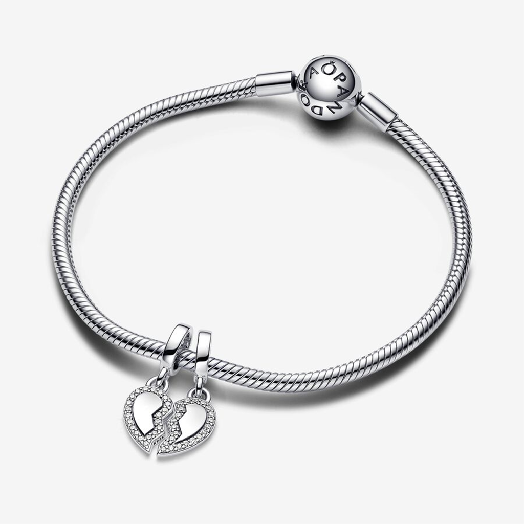 Pandora Moments "FriendsTo The End"  Splittable Heart Dangle Charm