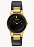 Citizen Ladies'  Eco-Drive Axiom Gold-Tone Black Leather Strap Watch