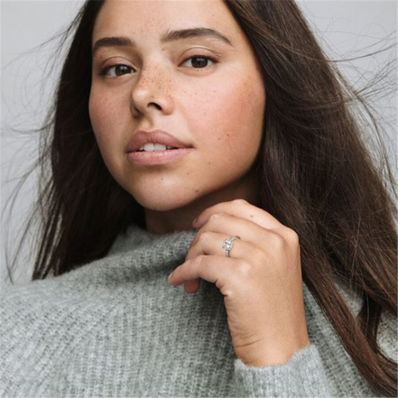 Pandora Square Sparkle Halo Ring Size 8.5