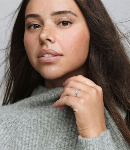 Pandora Square Sparkle Halo Ring Size 8.5