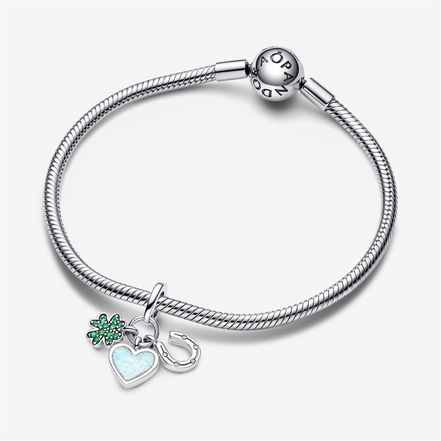 Pandora Moments Four Leaf Clover, Heart and Horseshoe Triple Dangle Charm