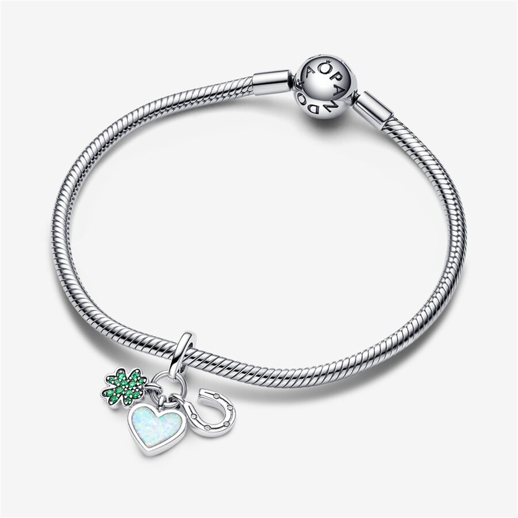 Pandora Moments Four Leaf Clover, Heart and Horseshoe Triple Dangle Charm