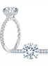 A.JAFFE 14K White Gold Statement Round Quilted Engagement Ring