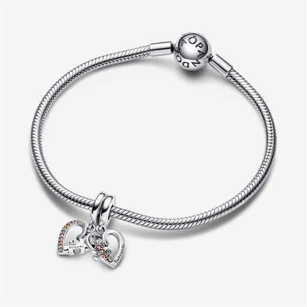 Pandora Moments "True Friends" Puzzle Piece Hearts Splittable Friendship Dangle Charm