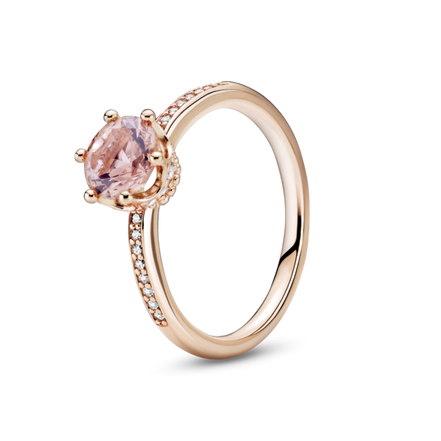 Pandora Moments Pink Sparkling Crown Solitaire Ring Size 7.5