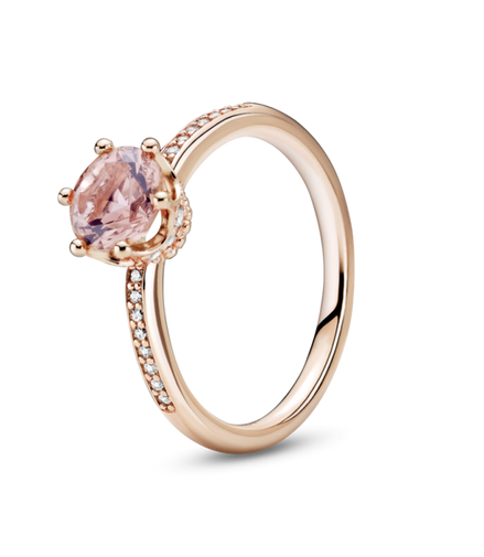 Pandora Moments Pink Sparkling Crown Solitaire Ring Size 7.5