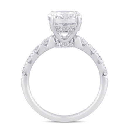 14K White Gold 3.78 CTW Lab Grown Oval Stone And Hidden Halo Engagement Ring