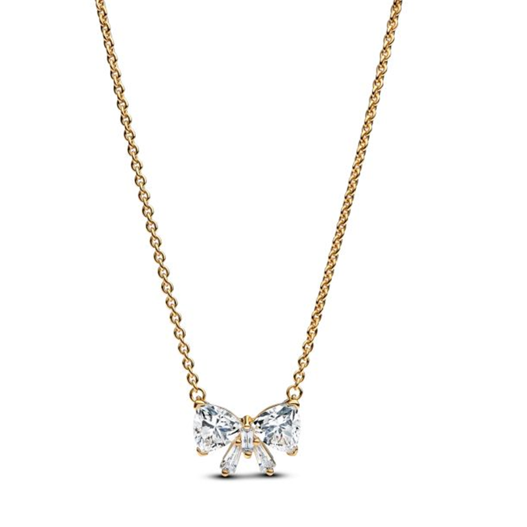 Pandora Timeless Sparkling Bow Gold-Plated Necklace