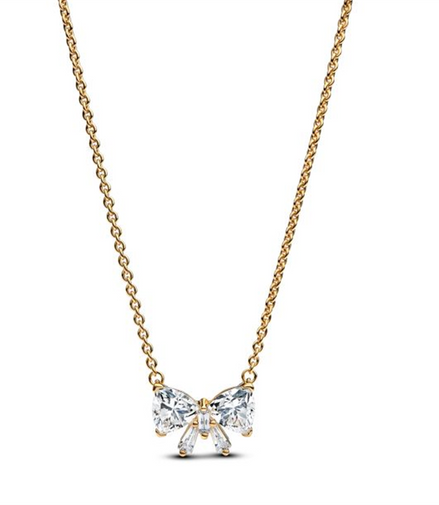 Pandora Timeless Sparkling Bow Gold-Plated Necklace