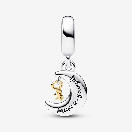 Pandora Moments Two-Tone Key & Moon Dangle Charm
