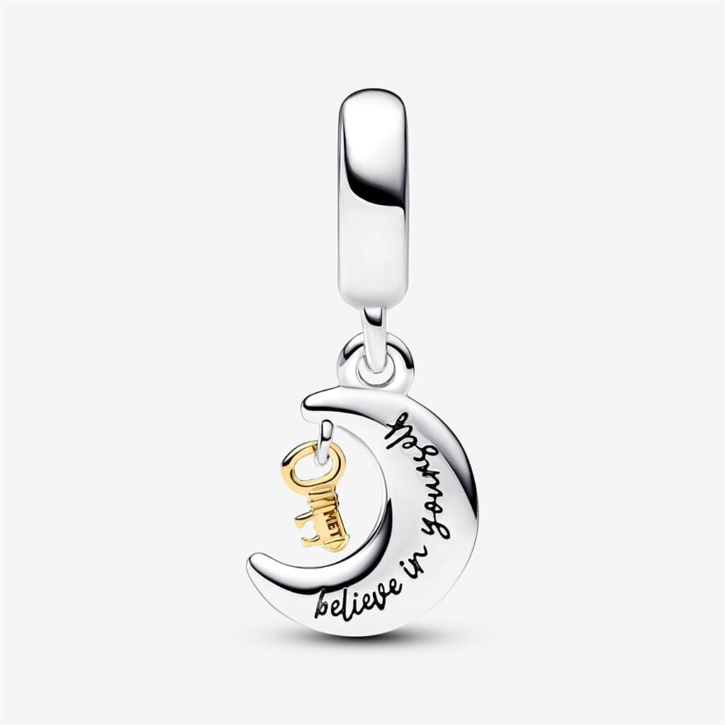 Pandora Moments Two-Tone Key & Moon Dangle Charm