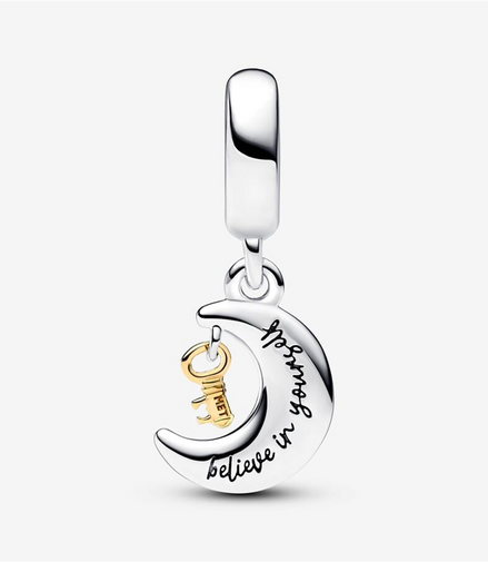 Pandora Moments Two-Tone Key & Moon Dangle Charm