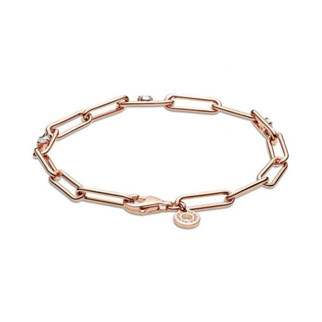 Pandora Moments Rose Link Chain and Stones Bracelet Size 16