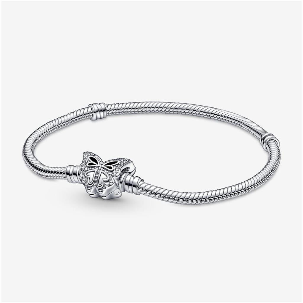 Pandora Moments Butterfly Clasp Snake Chain Bracelet Size 19