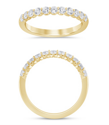14K Yellow Gold 0.50 CTW Diamond Crown Set Half Eternity Band