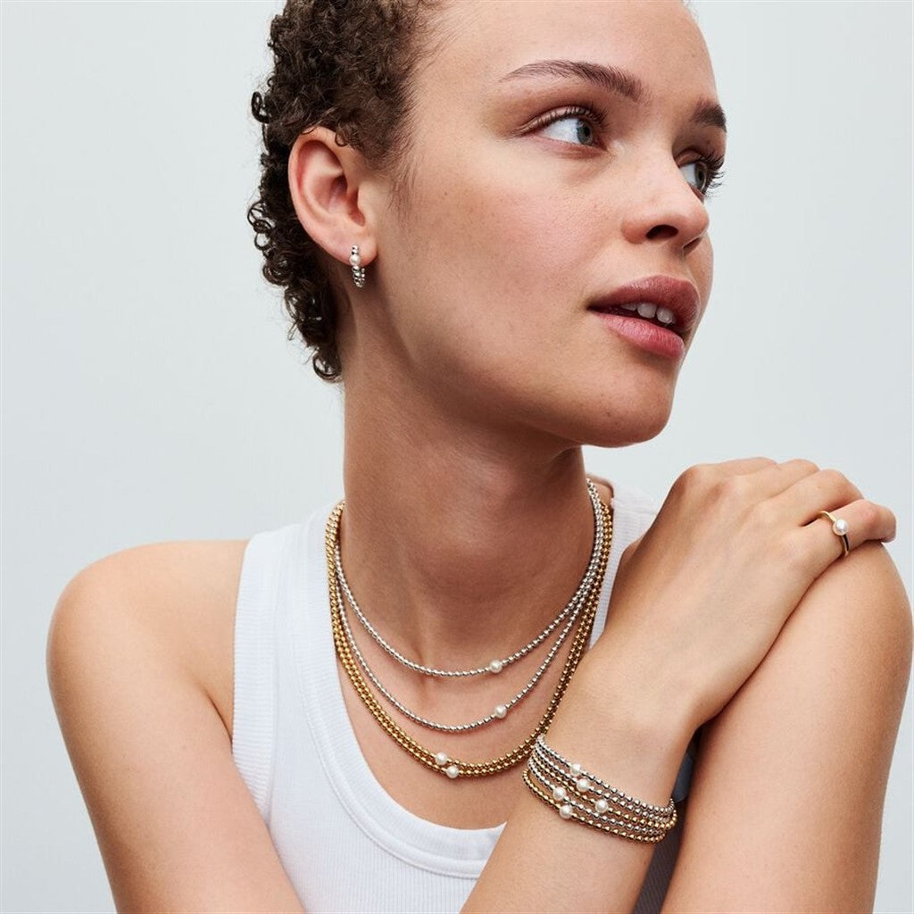 Pandora Timeless Treated Freshwater Cultured Pearl & Beads Hoop Earrings