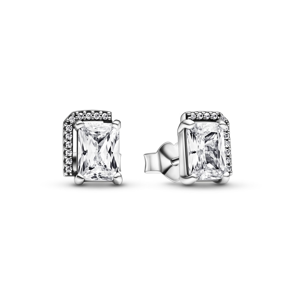 Pandora Timeless  Rectangular Sparkling Halo Stud Earrings