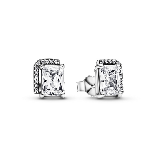 Pandora Timeless  Rectangular Sparkling Halo Stud Earrings