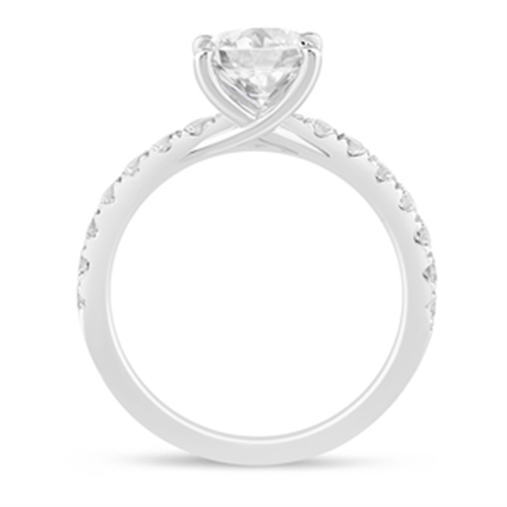 14K White Gold 2.44 CTTW Oval Diamond Semi-Mount Engagement Ring