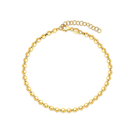 14K Yellow Gold 3mm Bead Bracelet