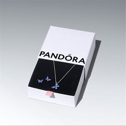 Pandora Sparkling Blue Butterfly Stud Earrings and Pendant Necklace Gift Set