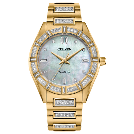 Citizen Ladies Eco-Drive Crystal Gold-Tone Bracelet Watch