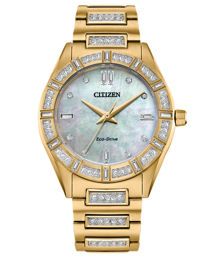 Citizen Ladies Eco-Drive Crystal Gold-Tone Bracelet Watch