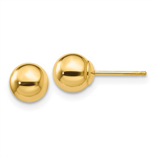 14Ky 6Mm Ball Stud Earrings